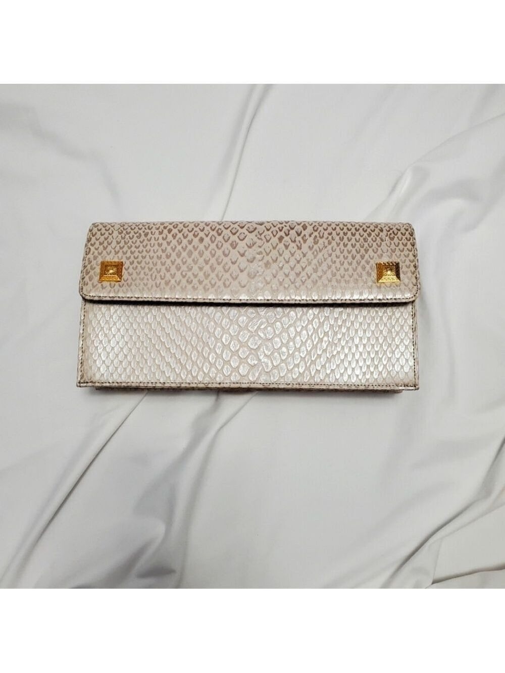 Gianni Versace Snakeskin Clutch Bag Medusa Head Gold